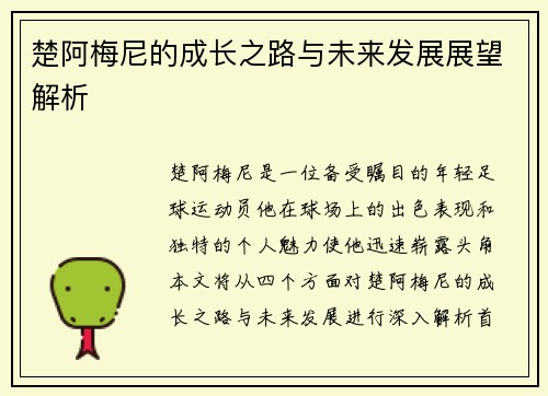 楚阿梅尼的成长之路与未来发展展望解析